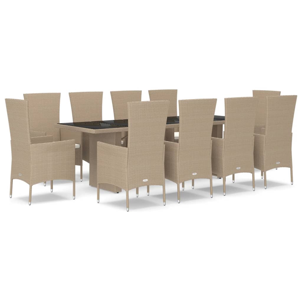11-delige Tuinset met kussens poly rattan beige is nu te koop bij PeponiXL, paradijselijk wonen!