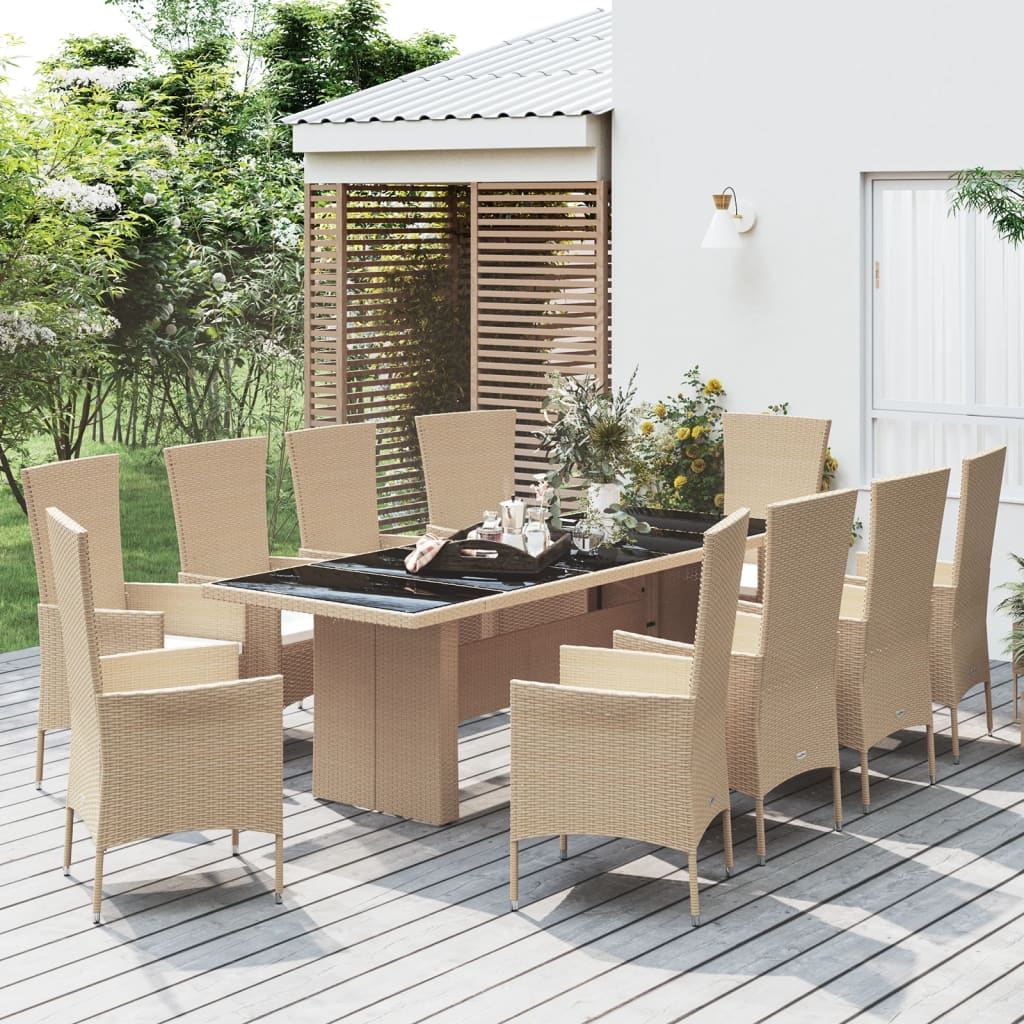 11-delige Tuinset met kussens poly rattan beige is nu te koop bij PeponiXL, paradijselijk wonen!