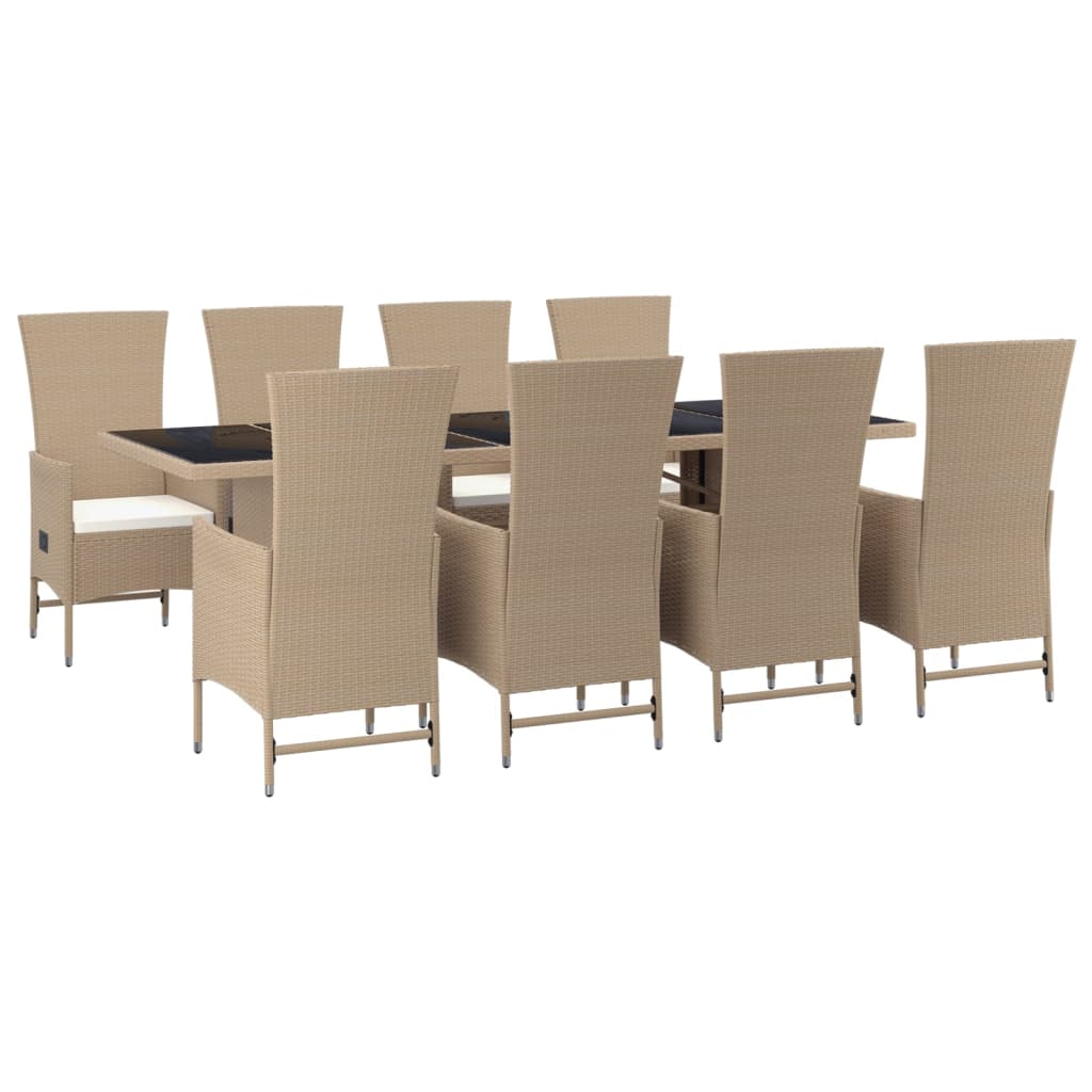 9-delige Tuinset met kussens poly rattan beige is nu te koop bij PeponiXL, paradijselijk wonen!