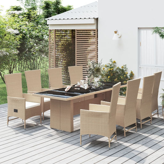 9-delige Tuinset met kussens poly rattan beige is nu te koop bij PeponiXL, paradijselijk wonen!
