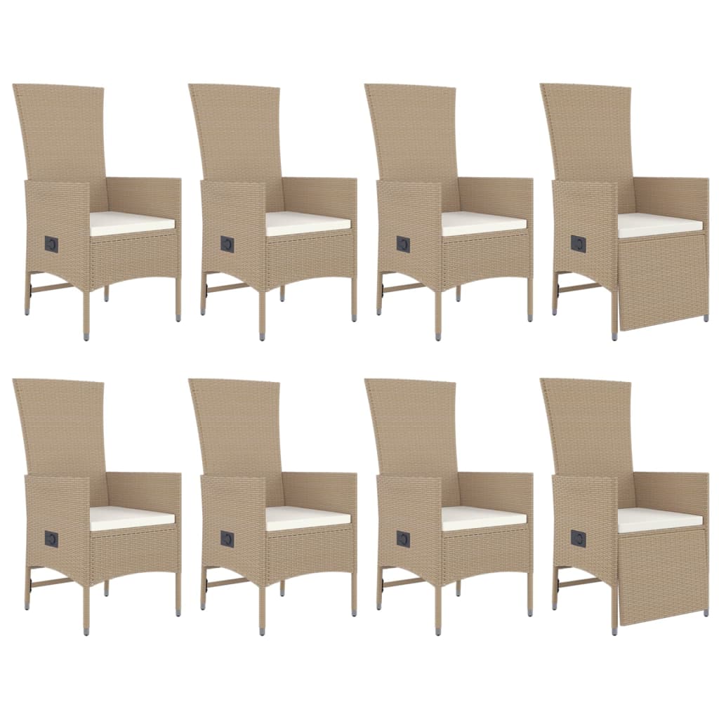9-delige Tuinset met kussens poly rattan beige