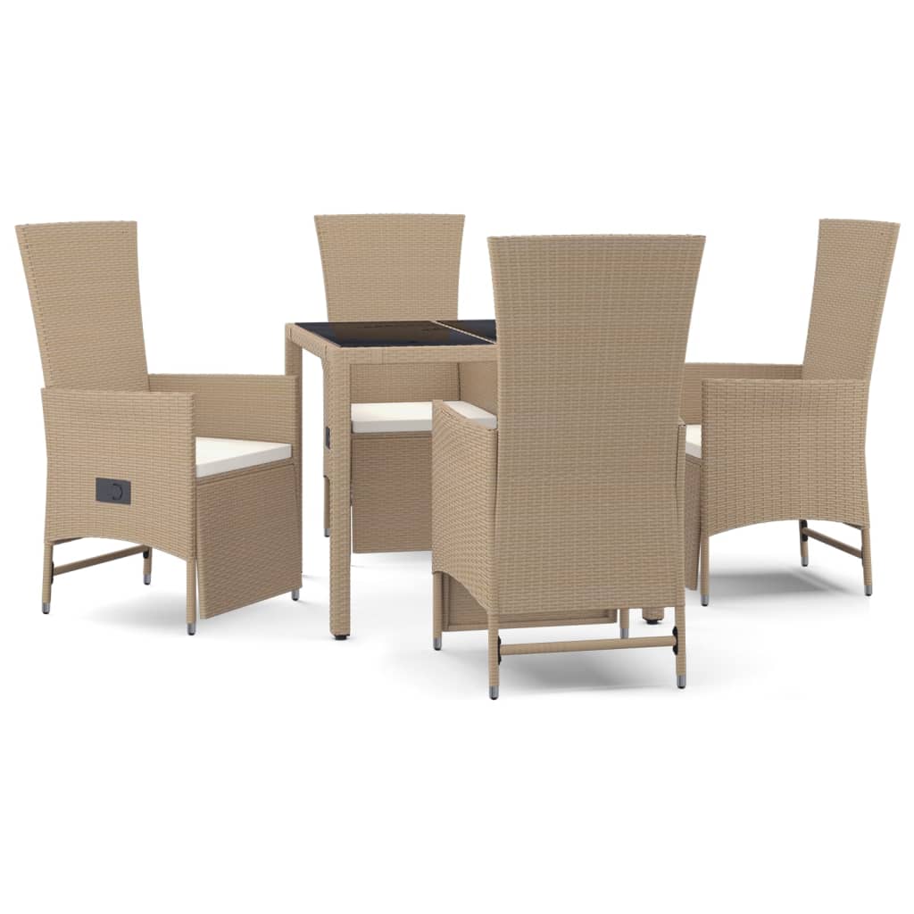 5-delige Tuinset met kussens poly rattan beige is nu te koop bij PeponiXL, paradijselijk wonen!