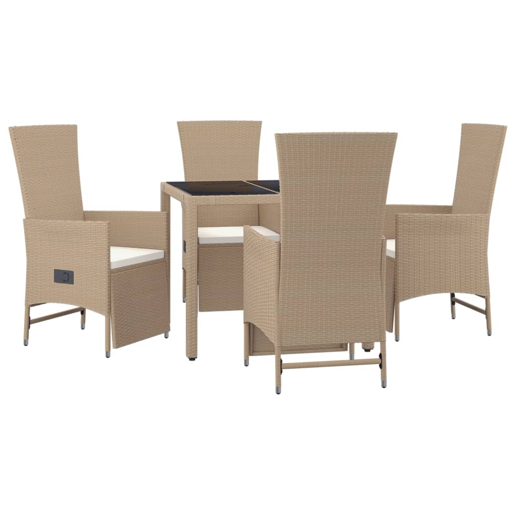 5-delige Tuinset met kussens poly rattan beige is nu te koop bij PeponiXL, paradijselijk wonen!