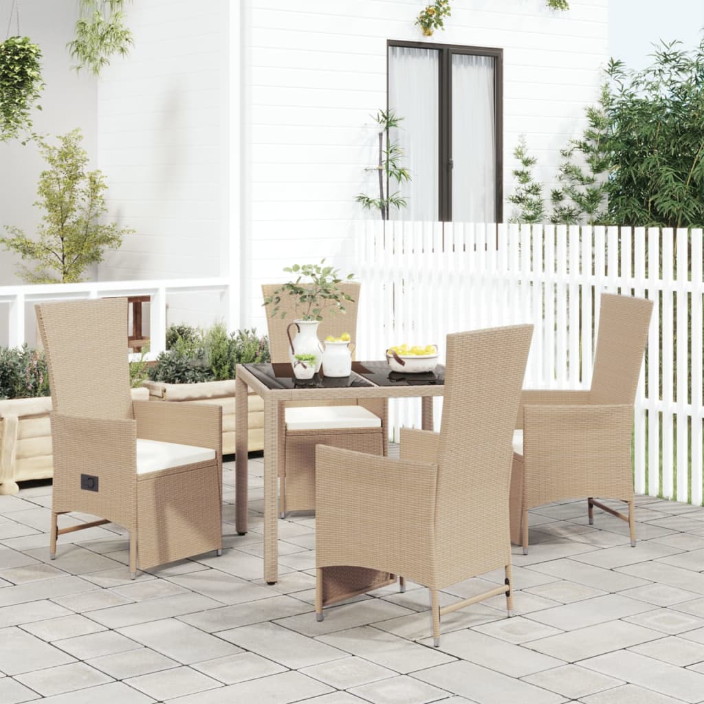 5-delige Tuinset met kussens poly rattan beige is nu te koop bij PeponiXL, paradijselijk wonen!