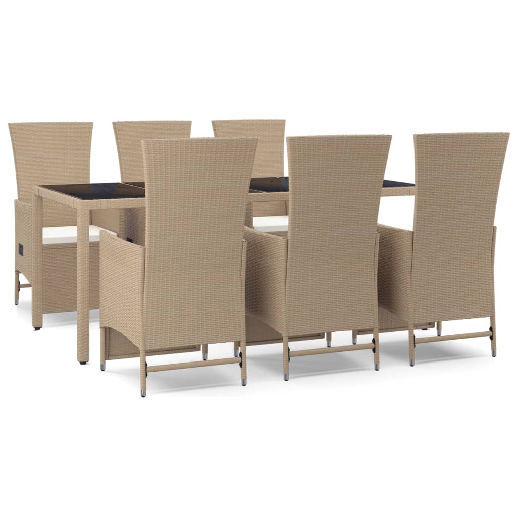 7-delige Tuinset met kussens poly rattan beige is nu te koop bij PeponiXL, paradijselijk wonen!