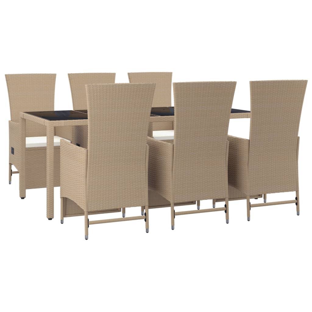 7-delige Tuinset met kussens poly rattan beige is nu te koop bij PeponiXL, paradijselijk wonen!
