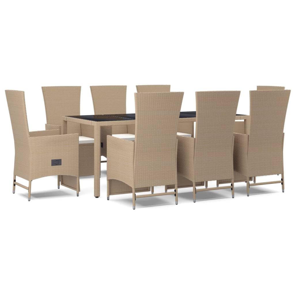 9-delige Tuinset met kussens poly rattan beige is nu te koop bij PeponiXL, paradijselijk wonen!