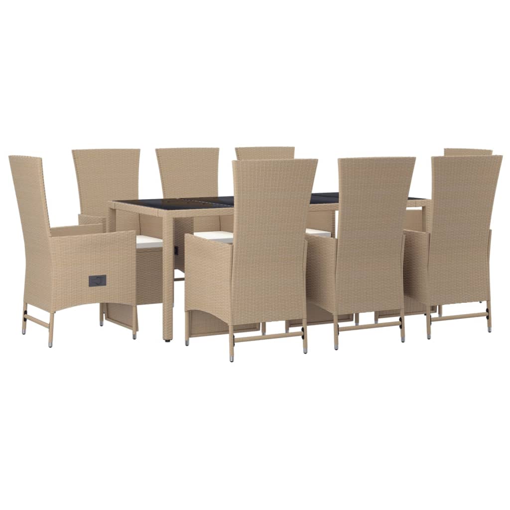 9-delige Tuinset met kussens poly rattan beige is nu te koop bij PeponiXL, paradijselijk wonen!