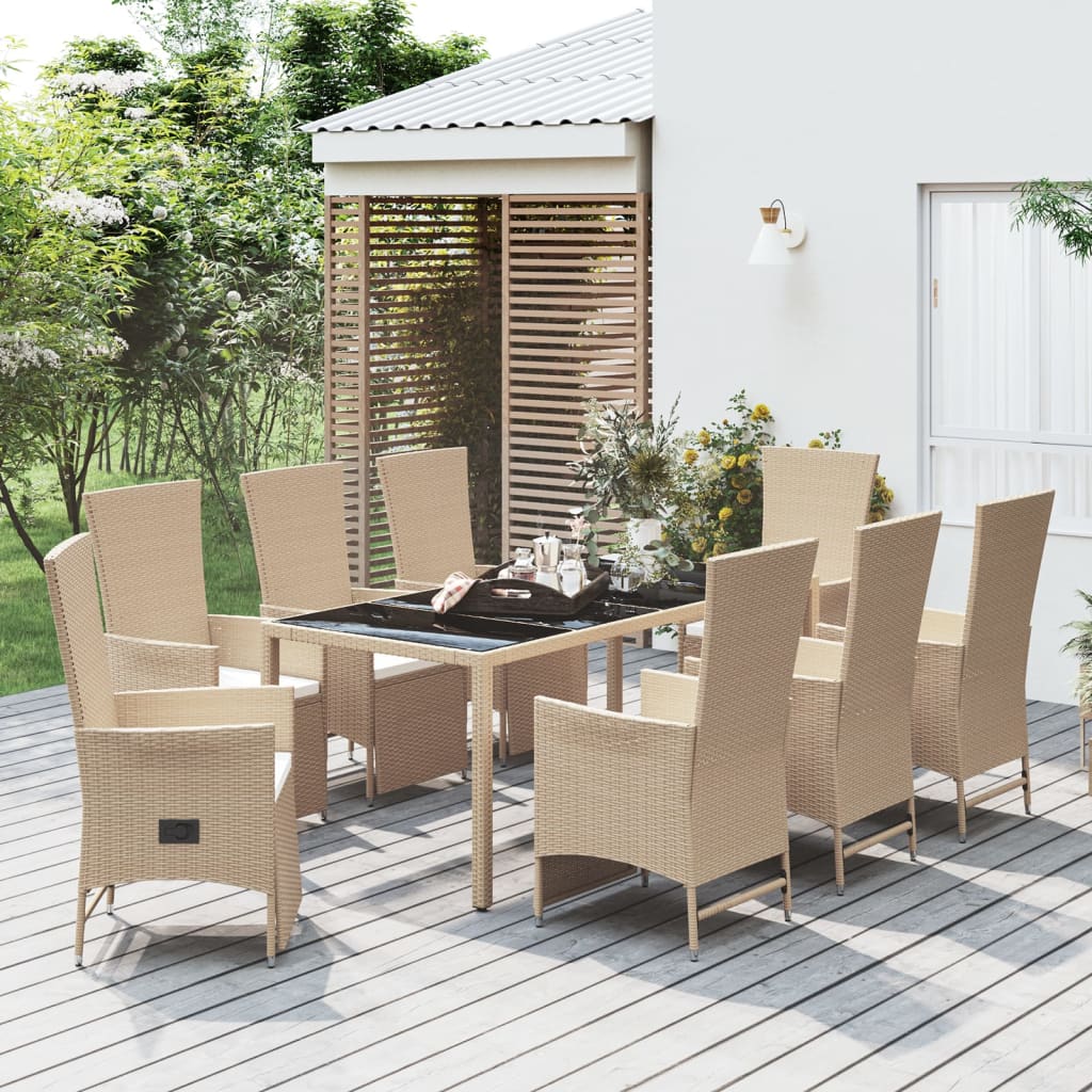 9-delige Tuinset met kussens poly rattan beige is nu te koop bij PeponiXL, paradijselijk wonen!