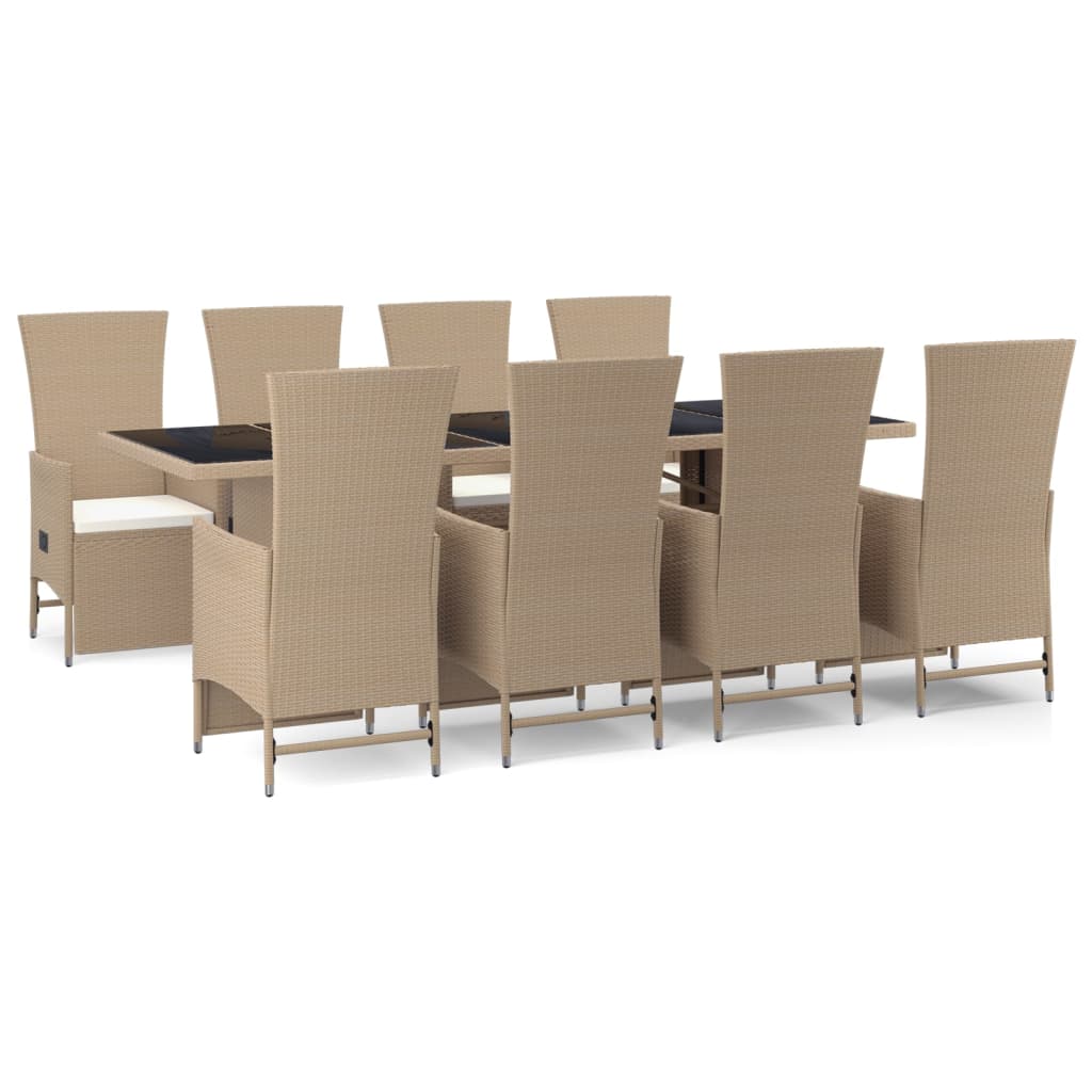 9-delige Tuinset met kussens poly rattan beige is nu te koop bij PeponiXL, paradijselijk wonen!