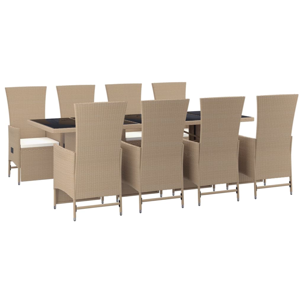 9-delige Tuinset met kussens poly rattan beige is nu te koop bij PeponiXL, paradijselijk wonen!