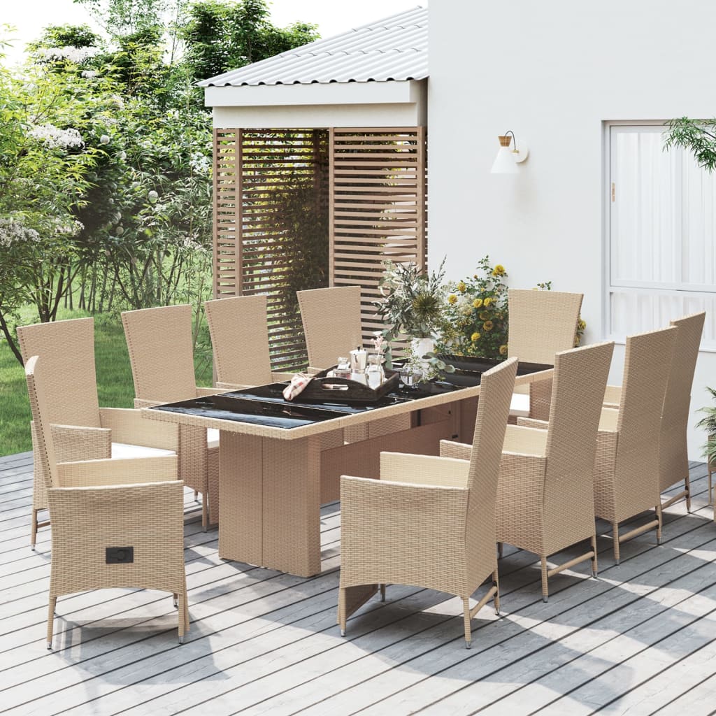 11-delige Tuinset met kussens poly rattan beige is nu te koop bij PeponiXL, paradijselijk wonen!