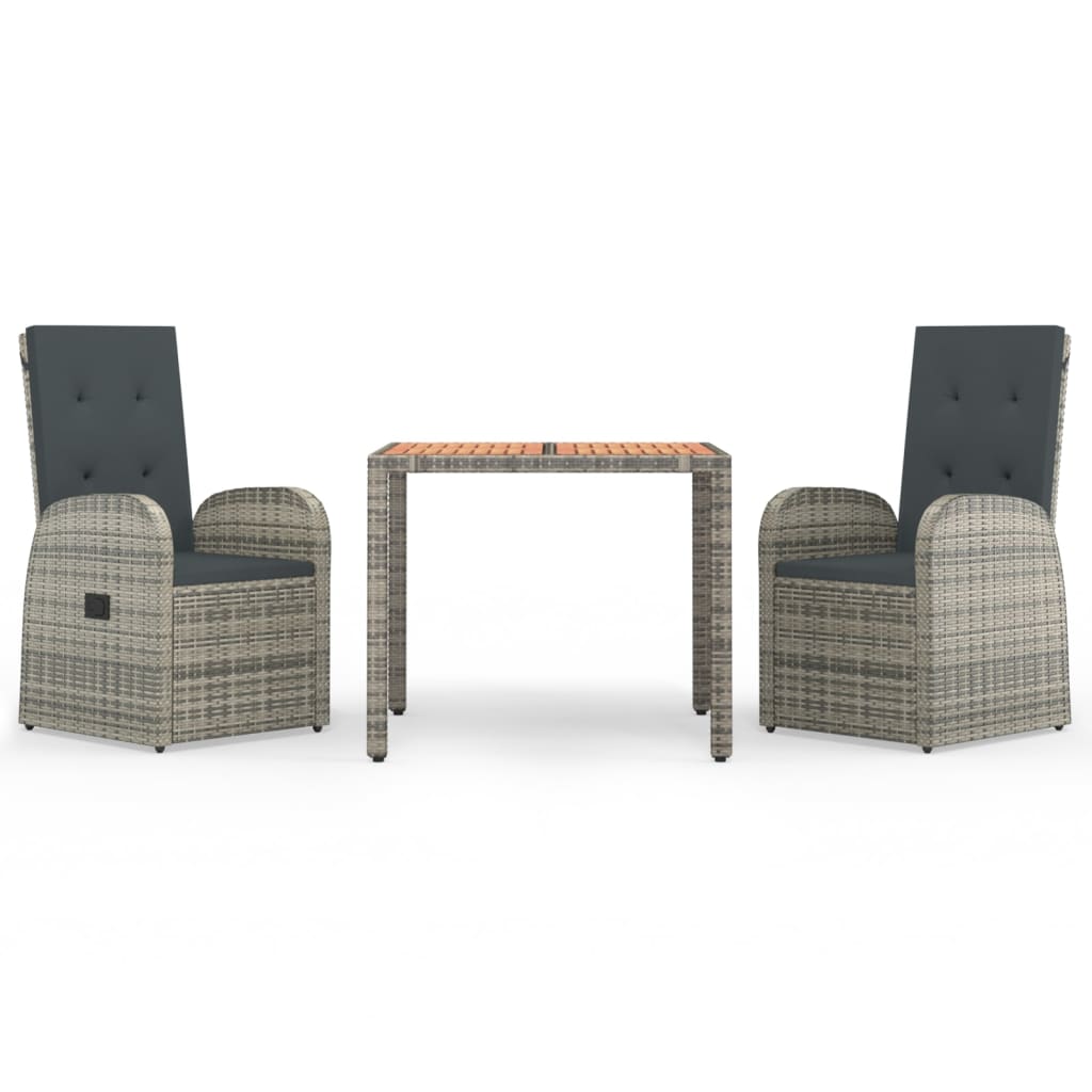 3-delige Tuinset met kussens poly rattan grijs is nu te koop bij PeponiXL, paradijselijk wonen!