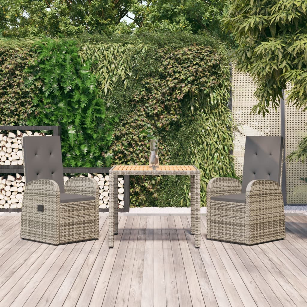 3-delige Tuinset met kussens poly rattan grijs is nu te koop bij PeponiXL, paradijselijk wonen!
