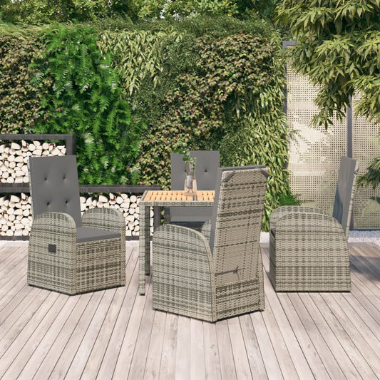 5-delige Tuinset met kussens poly rattan grijs is nu te koop bij PeponiXL, paradijselijk wonen!