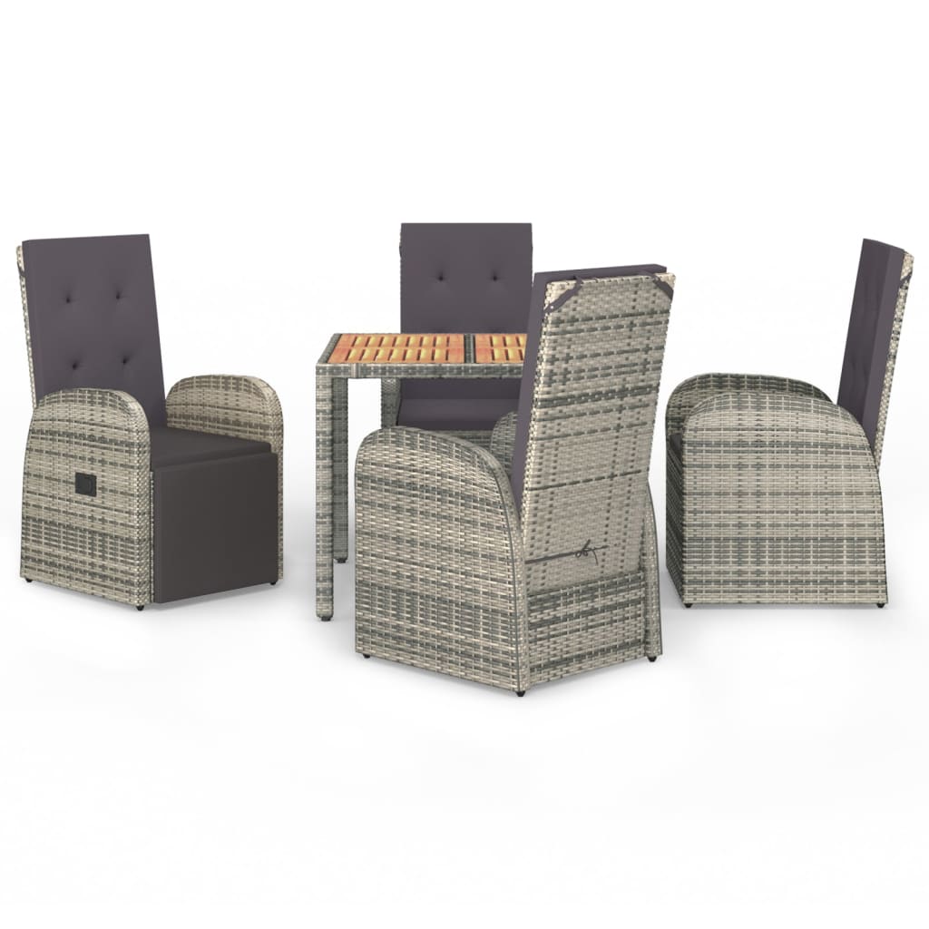 5-delige Tuinset met kussens poly rattan grijs is nu te koop bij PeponiXL, paradijselijk wonen!
