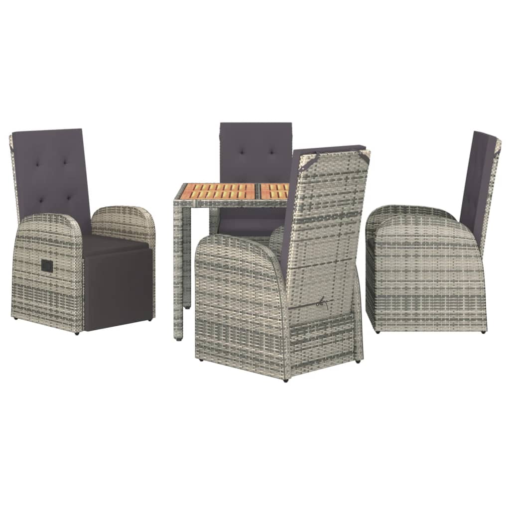 5-delige Tuinset met kussens poly rattan grijs is nu te koop bij PeponiXL, paradijselijk wonen!