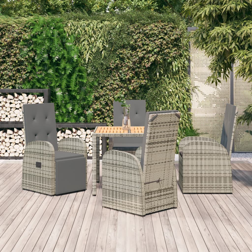 5-delige Tuinset met kussens poly rattan grijs is nu te koop bij PeponiXL, paradijselijk wonen!