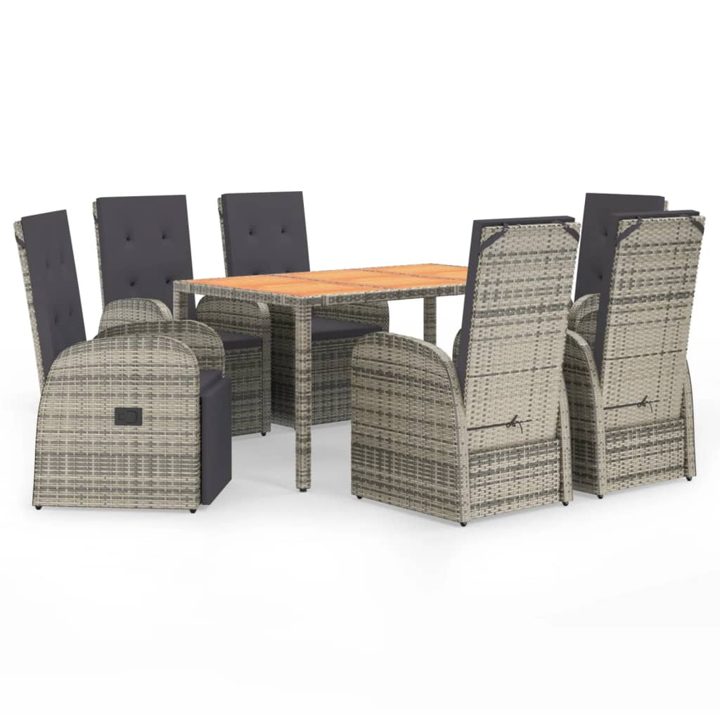 7-delige Tuinset met kussens poly rattan grijs is nu te koop bij PeponiXL, paradijselijk wonen!