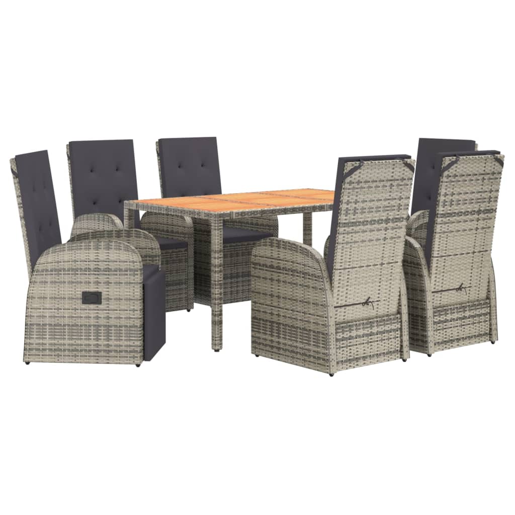 7-delige Tuinset met kussens poly rattan grijs is nu te koop bij PeponiXL, paradijselijk wonen!