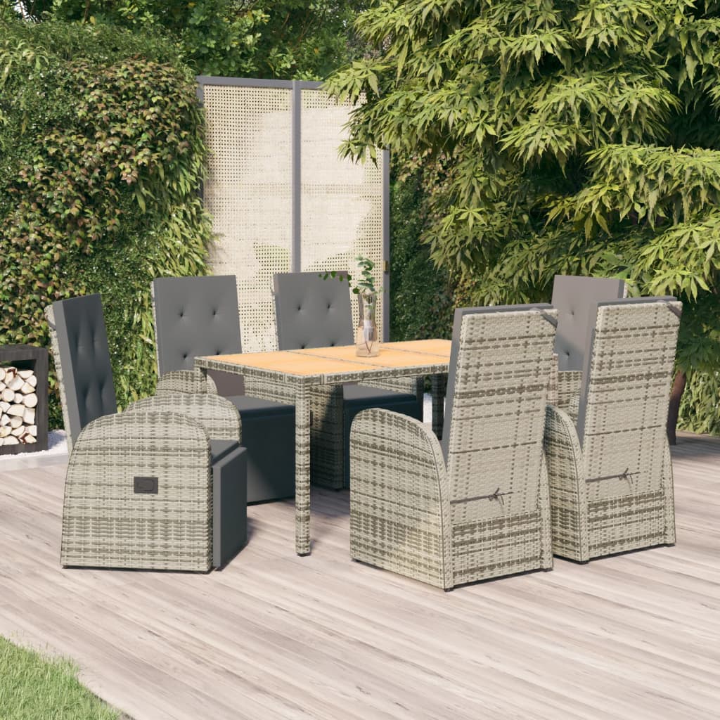 7-delige Tuinset met kussens poly rattan grijs is nu te koop bij PeponiXL, paradijselijk wonen!