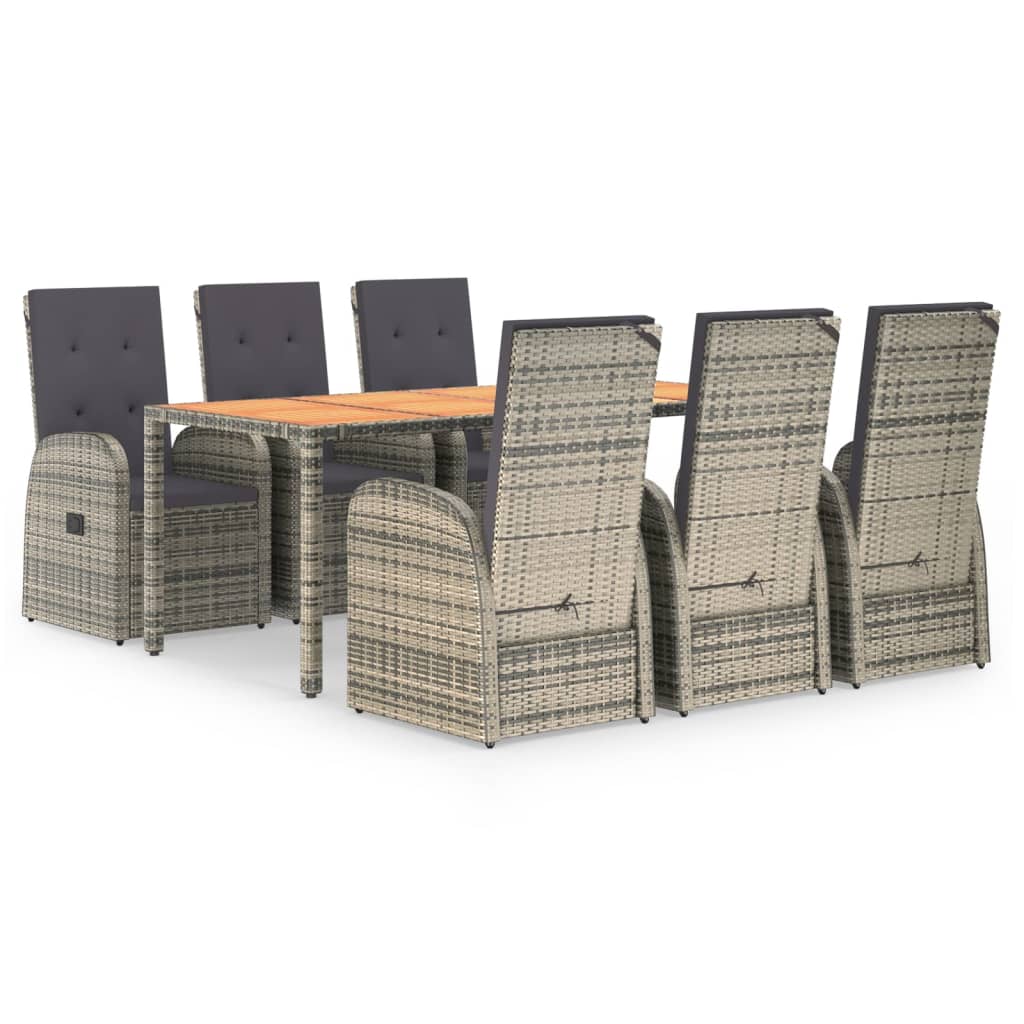 7-delige Tuinset met kussens poly rattan grijs is nu te koop bij PeponiXL, paradijselijk wonen!