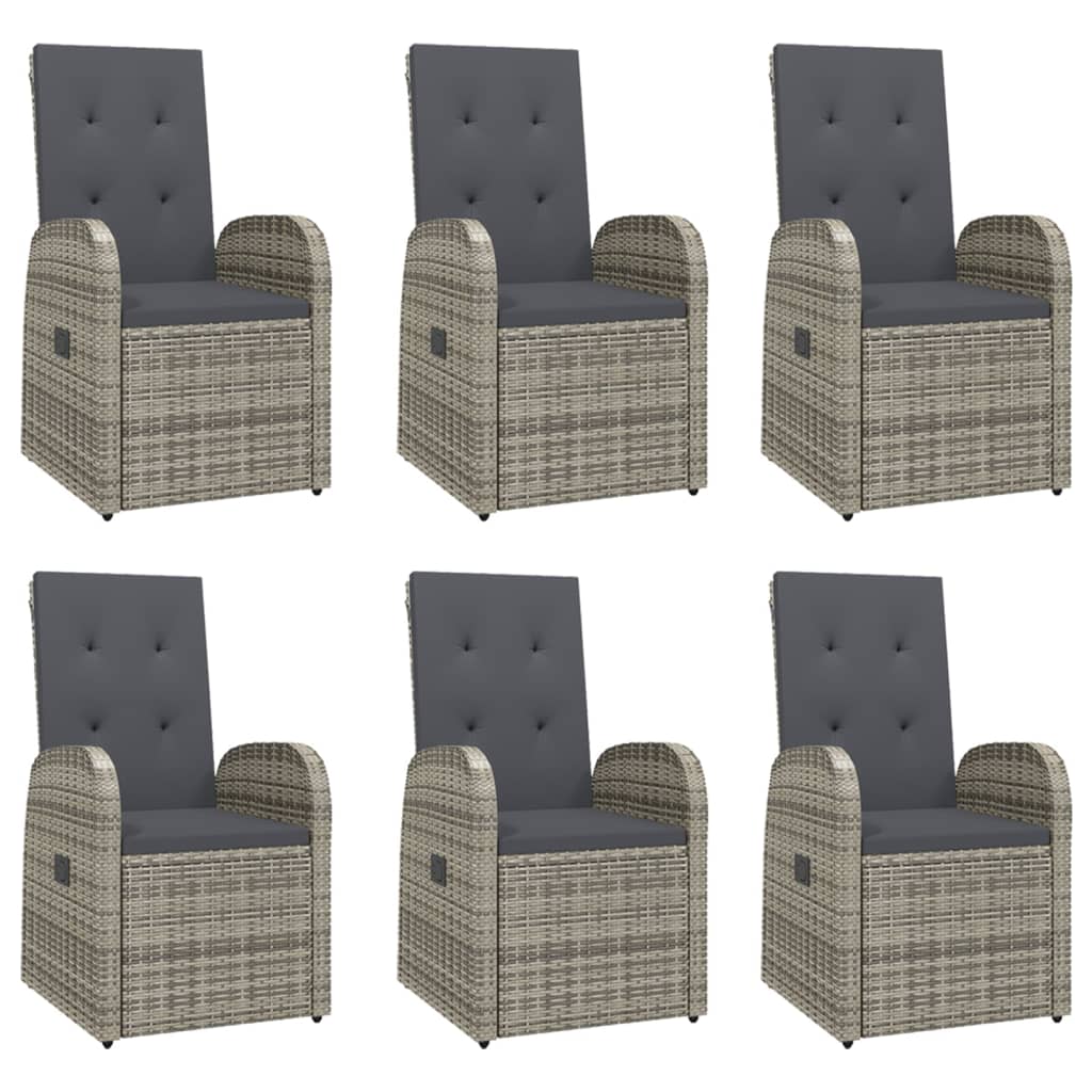 7-delige Tuinset met kussens poly rattan grijs is nu te koop bij PeponiXL, paradijselijk wonen!