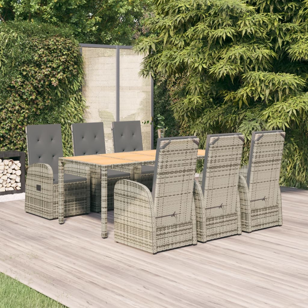 7-delige Tuinset met kussens poly rattan grijs is nu te koop bij PeponiXL, paradijselijk wonen!