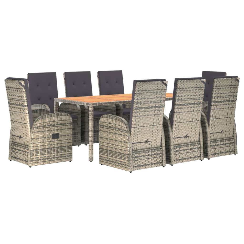 9-delige Tuinset met kussens poly rattan grijs is nu te koop bij PeponiXL, paradijselijk wonen!