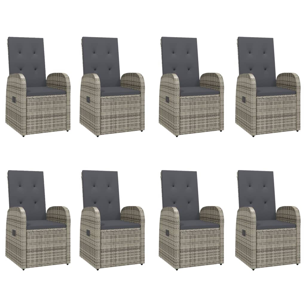 9-delige Tuinset met kussens poly rattan grijs is nu te koop bij PeponiXL, paradijselijk wonen!