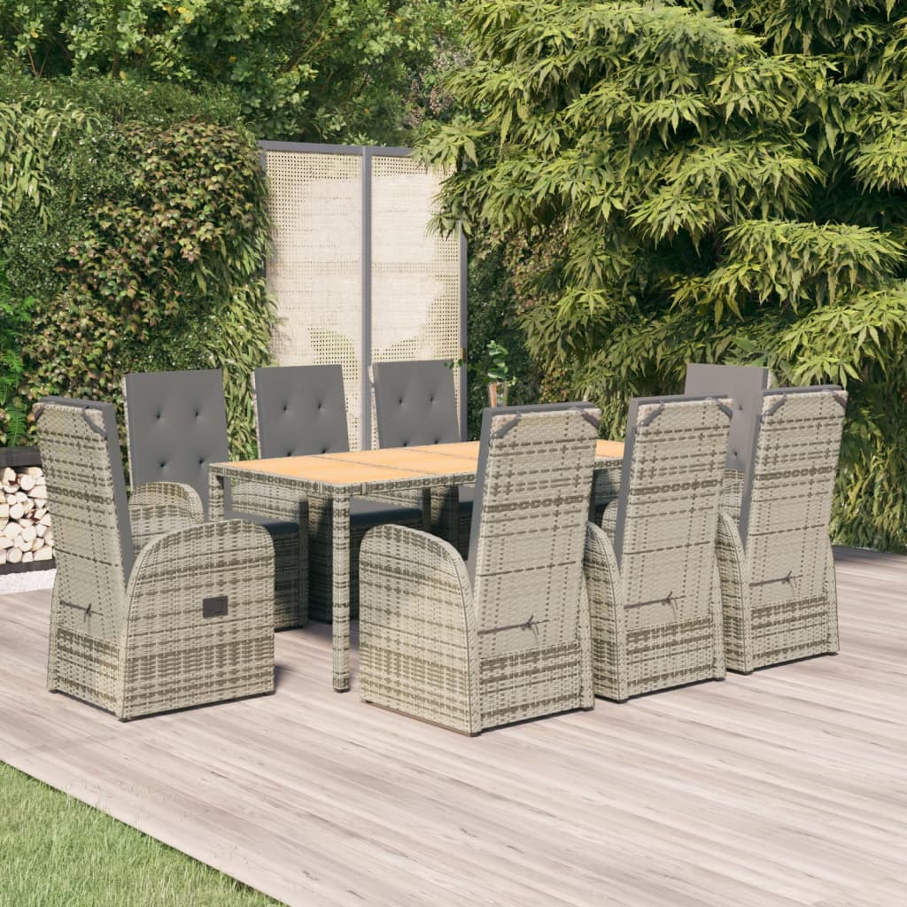 9-delige Tuinset met kussens poly rattan grijs is nu te koop bij PeponiXL, paradijselijk wonen!