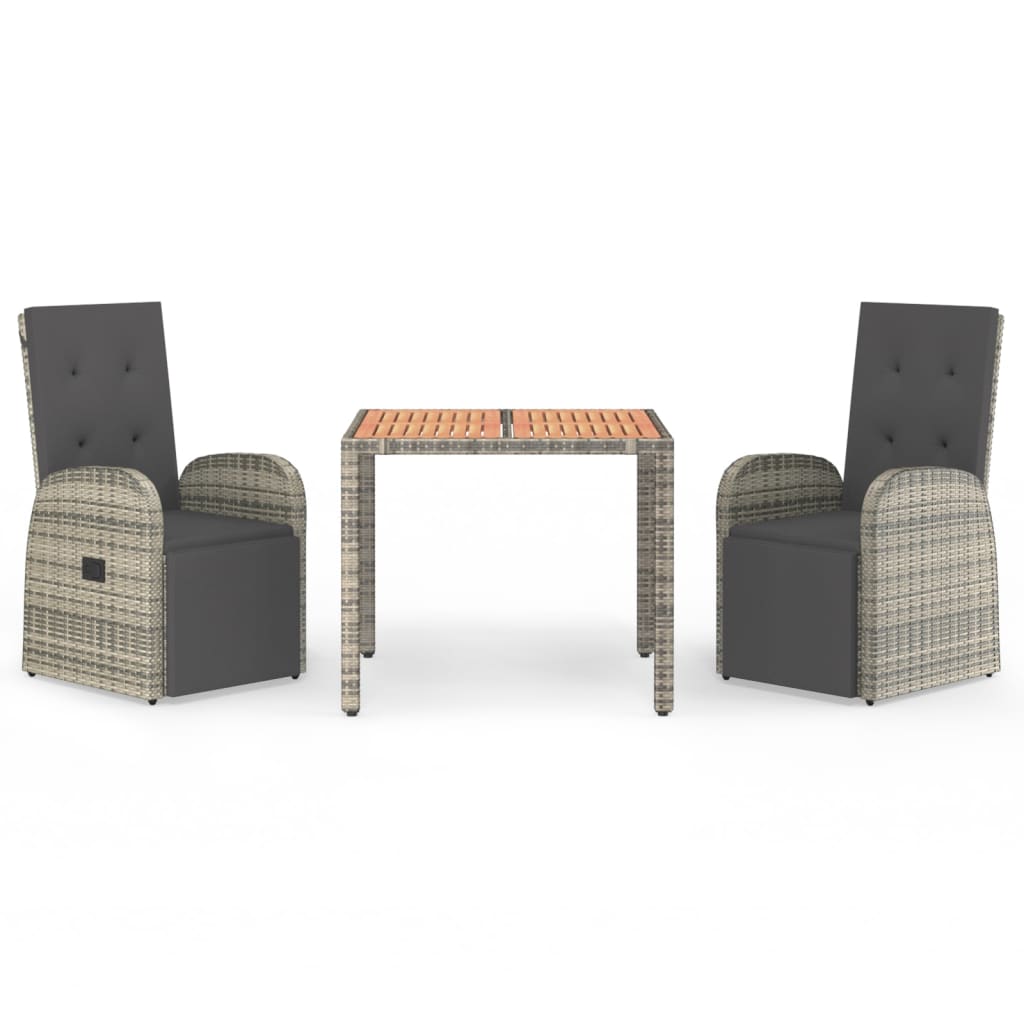 3-delige Tuinset met kussens poly rattan grijs is nu te koop bij PeponiXL, paradijselijk wonen!