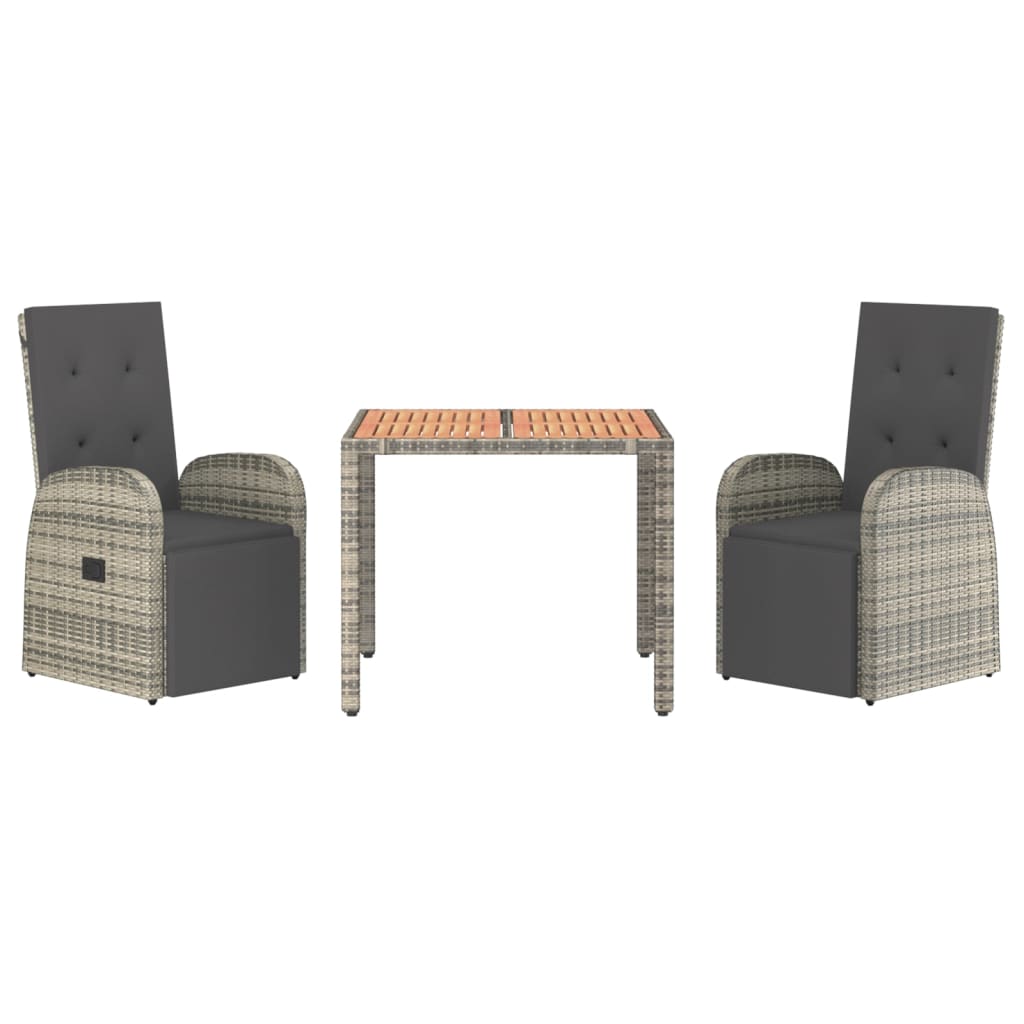 3-delige Tuinset met kussens poly rattan grijs is nu te koop bij PeponiXL, paradijselijk wonen!