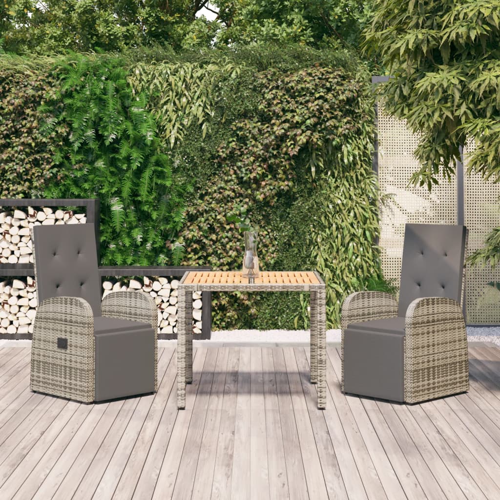 3-delige Tuinset met kussens poly rattan grijs is nu te koop bij PeponiXL, paradijselijk wonen!