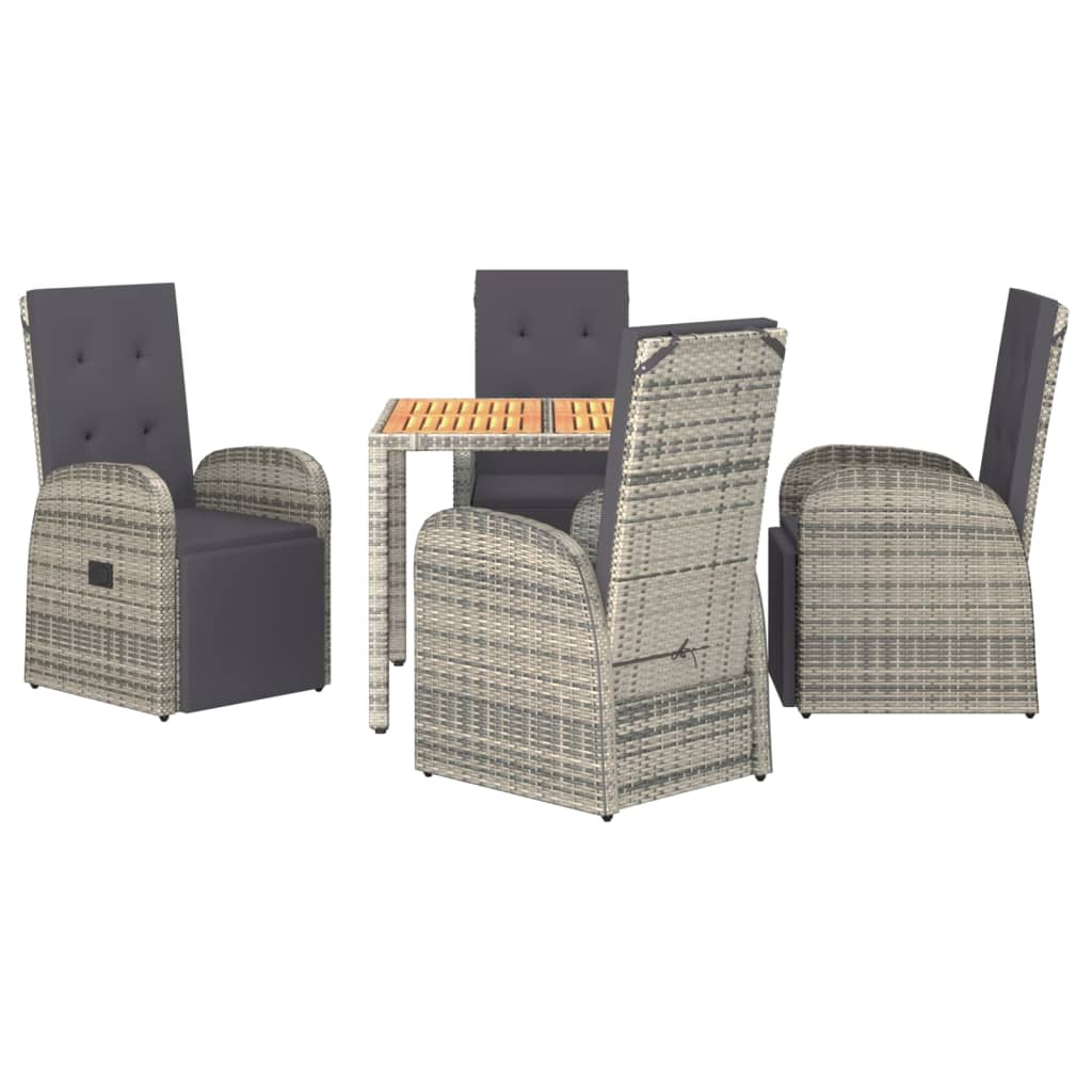 5-delige Tuinset met kussens poly rattan grijs is nu te koop bij PeponiXL, paradijselijk wonen!