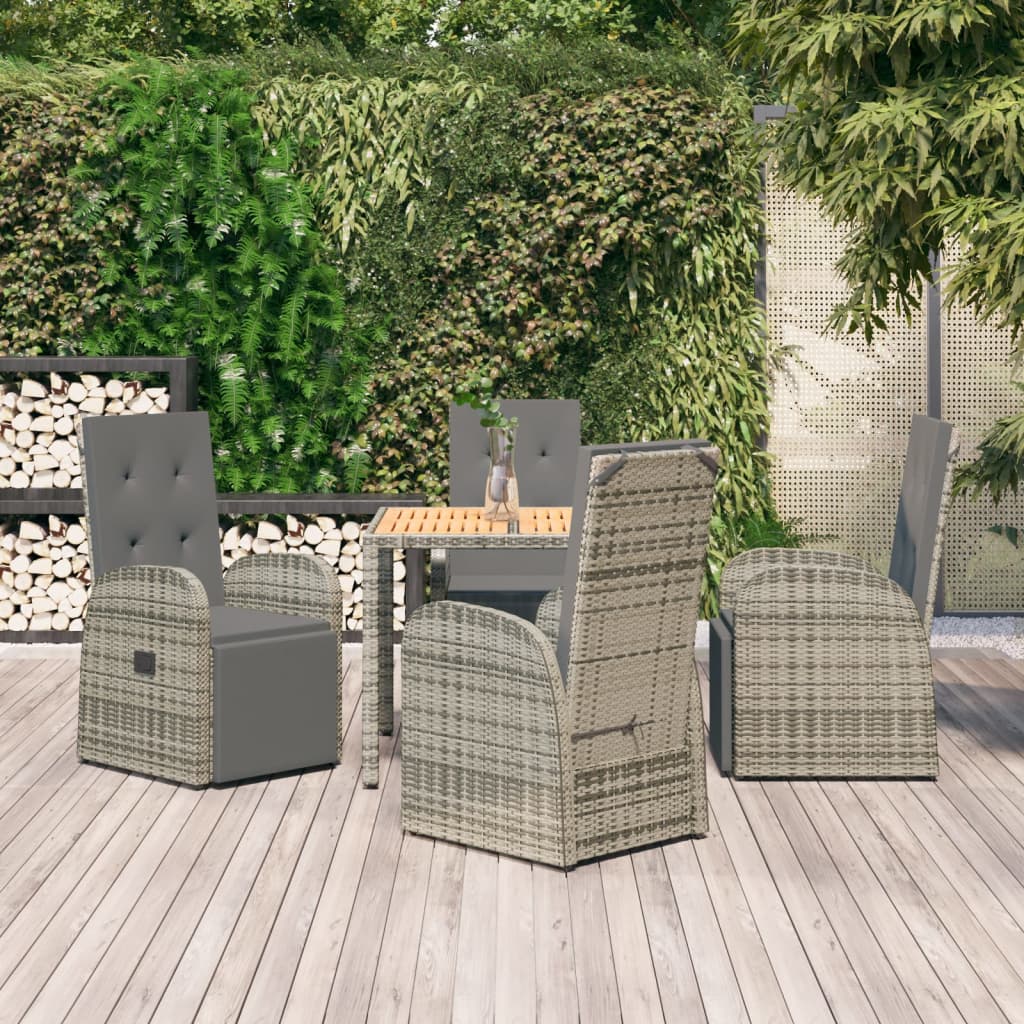5-delige Tuinset met kussens poly rattan grijs is nu te koop bij PeponiXL, paradijselijk wonen!