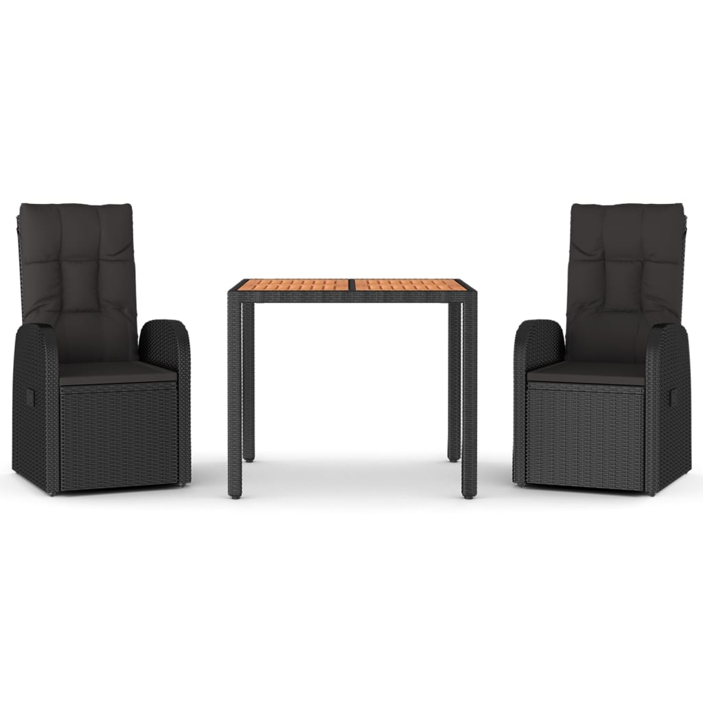3-delige Tuinset met kussens poly rattan zwart is nu te koop bij PeponiXL, paradijselijk wonen!
