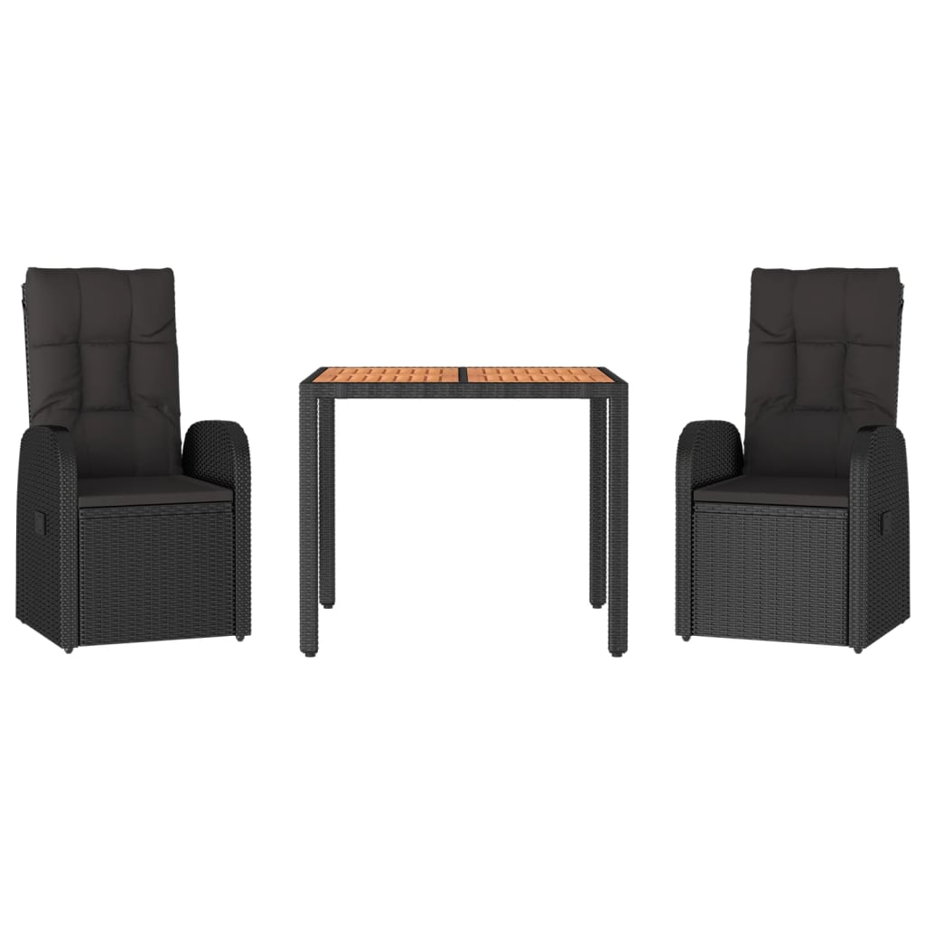 3-delige Tuinset met kussens poly rattan zwart is nu te koop bij PeponiXL, paradijselijk wonen!