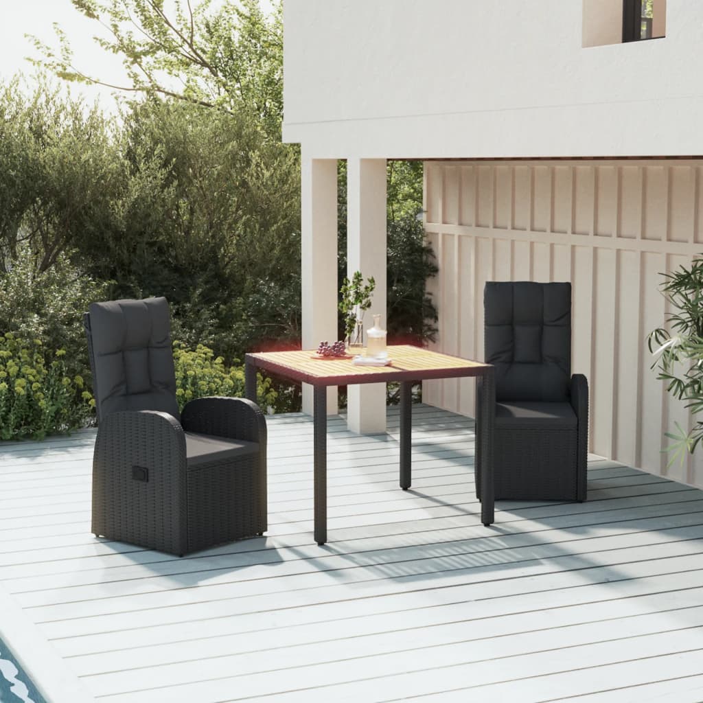 3-delige Tuinset met kussens poly rattan zwart is nu te koop bij PeponiXL, paradijselijk wonen!