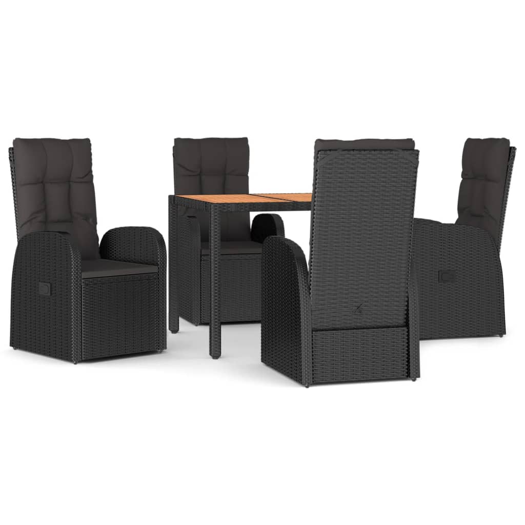 5-delige Tuinset met kussens poly rattan zwart is nu te koop bij PeponiXL, paradijselijk wonen!