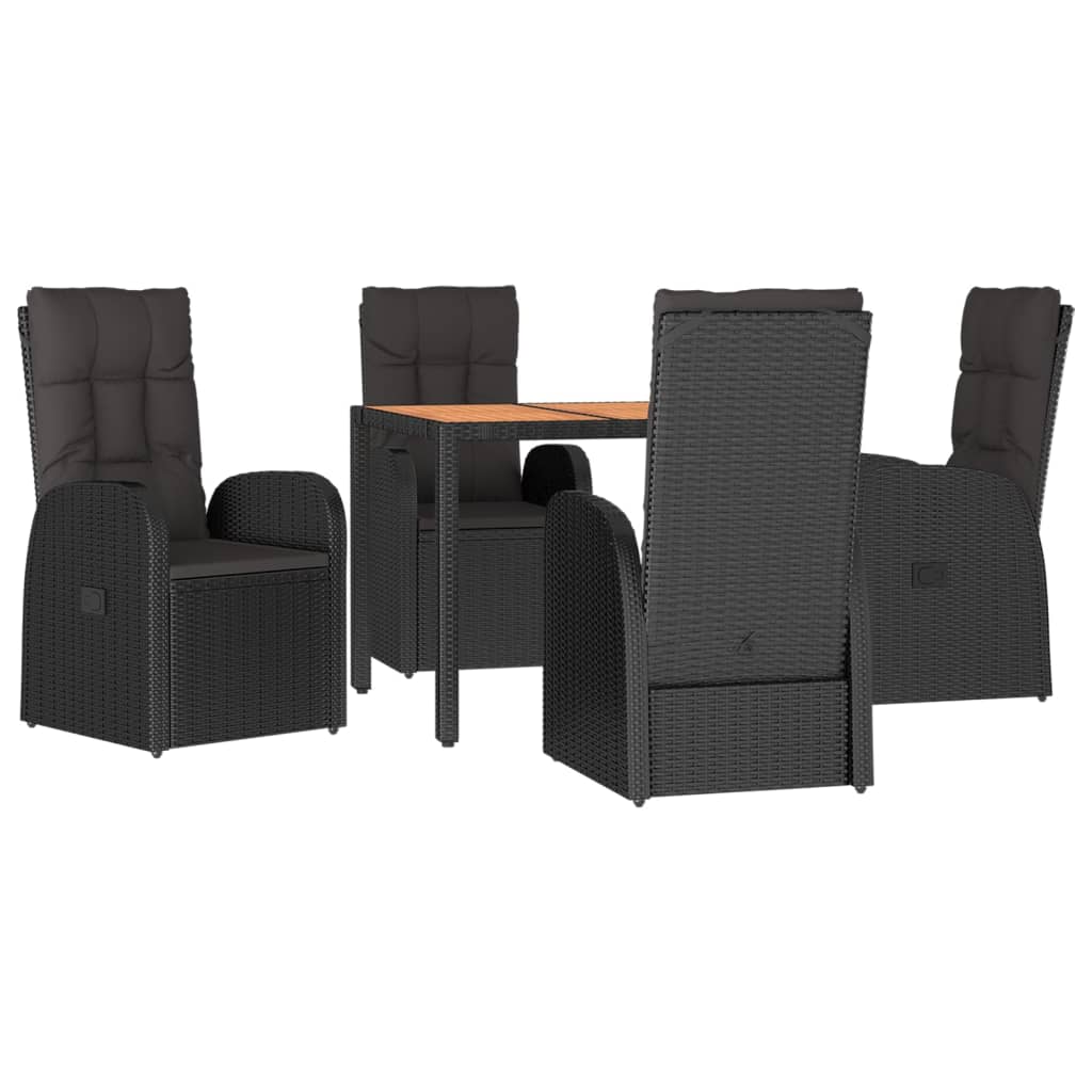 5-delige Tuinset met kussens poly rattan zwart is nu te koop bij PeponiXL, paradijselijk wonen!
