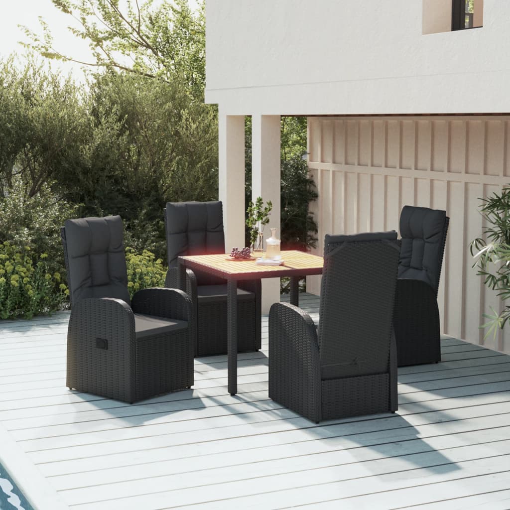 5-delige Tuinset met kussens poly rattan zwart is nu te koop bij PeponiXL, paradijselijk wonen!