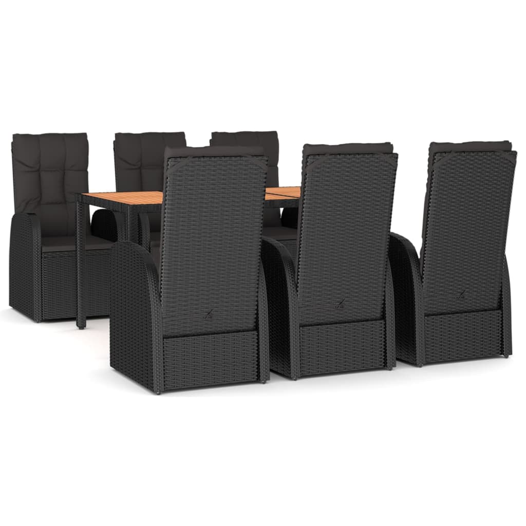 7-delige Tuinset met kussens poly rattan zwart is nu te koop bij PeponiXL, paradijselijk wonen!