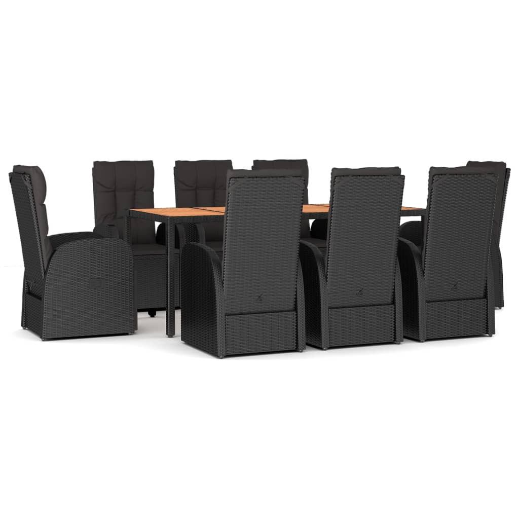 9-delige Tuinset poly rattan zwart is nu te koop bij PeponiXL, paradijselijk wonen!