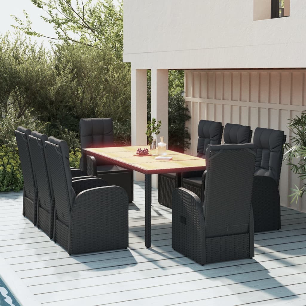 9-delige Tuinset poly rattan zwart is nu te koop bij PeponiXL, paradijselijk wonen!