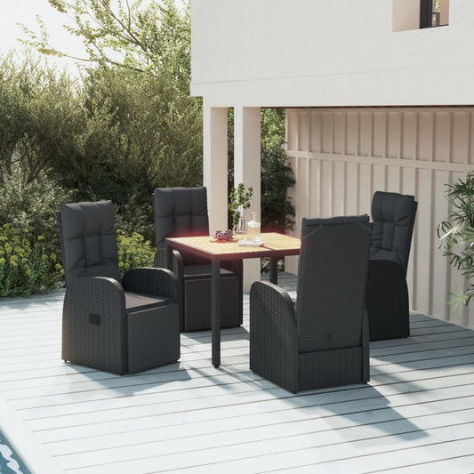 5-delige Tuinset poly rattan en massief acaciahout zwart is nu te koop bij PeponiXL, paradijselijk wonen!