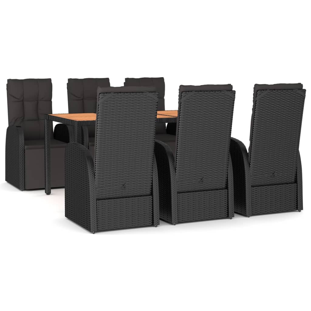 7-delige Tuinset poly rattan en massief acaciahout zwart is nu te koop bij PeponiXL, paradijselijk wonen!