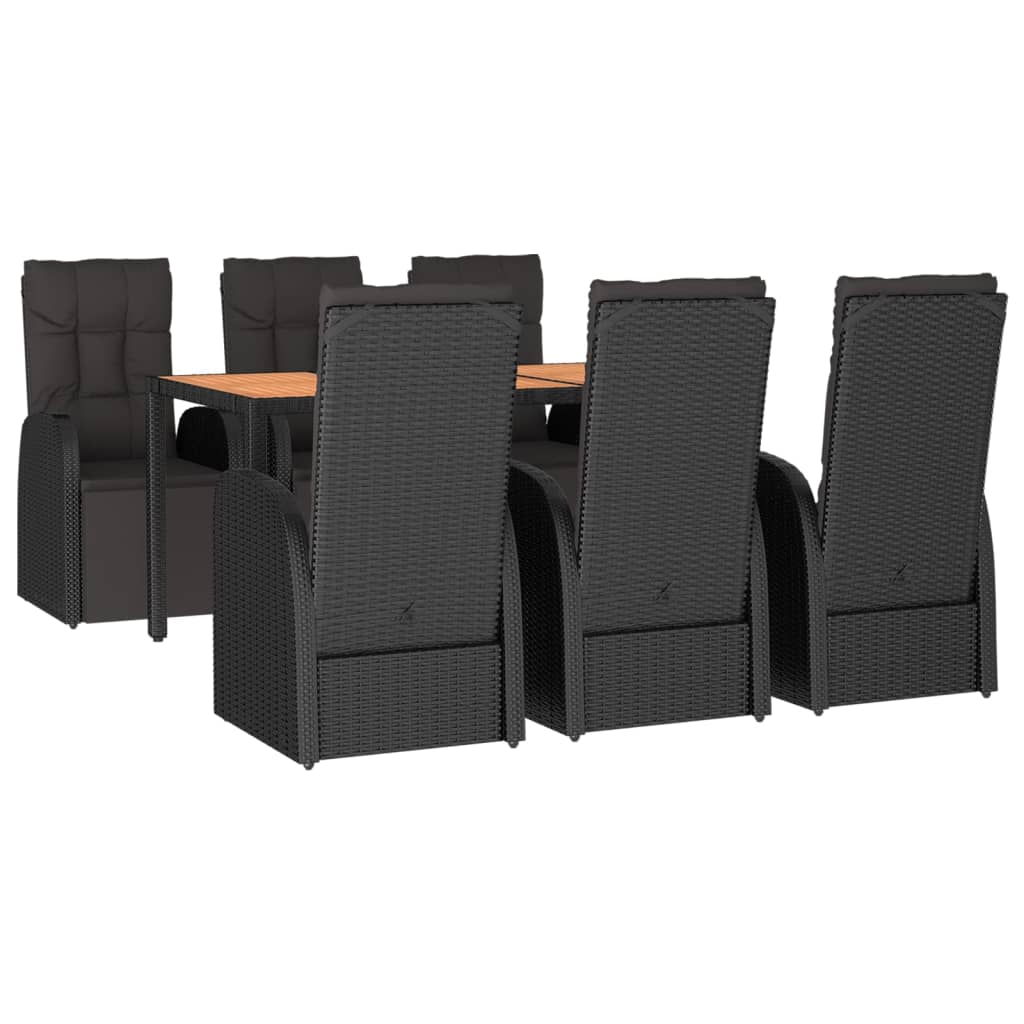 7-delige Tuinset poly rattan en massief acaciahout zwart is nu te koop bij PeponiXL, paradijselijk wonen!