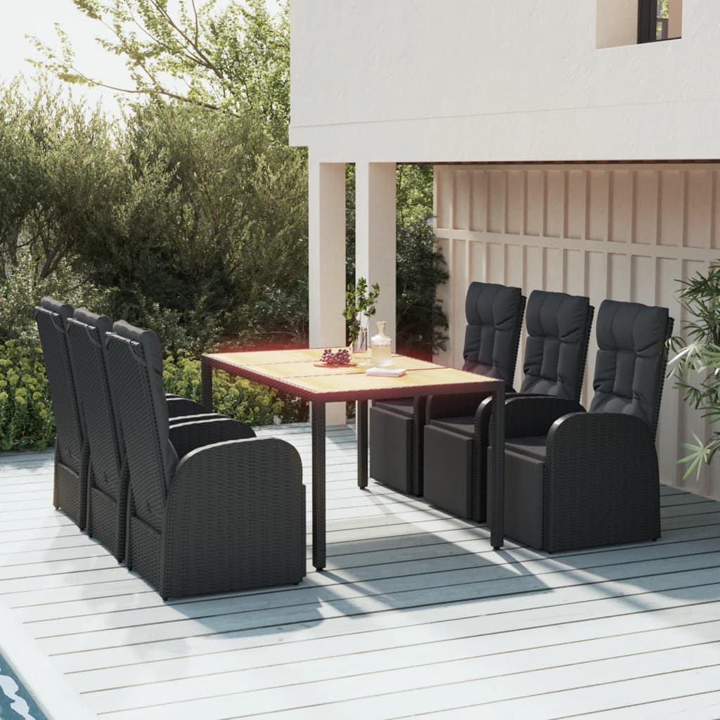 7-delige Tuinset poly rattan en massief acaciahout zwart is nu te koop bij PeponiXL, paradijselijk wonen!
