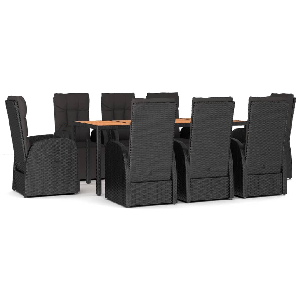 9-delige Tuinset poly rattan en massief acaciahout zwart is nu te koop bij PeponiXL, paradijselijk wonen!